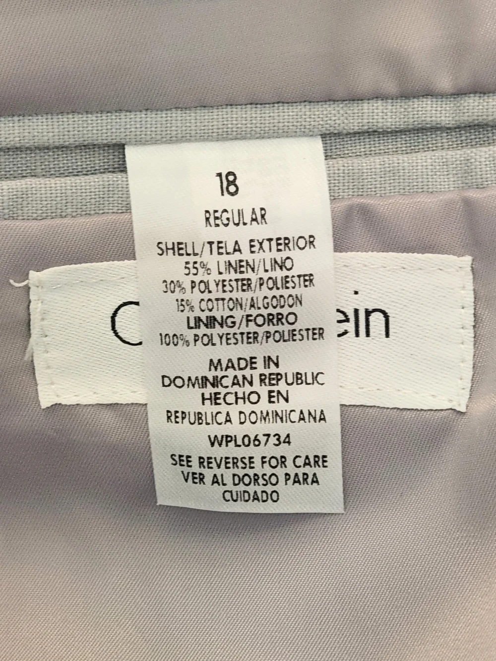 Calvin Klein Light Gray Textured Linen Blend Blazer Size 18 Regular